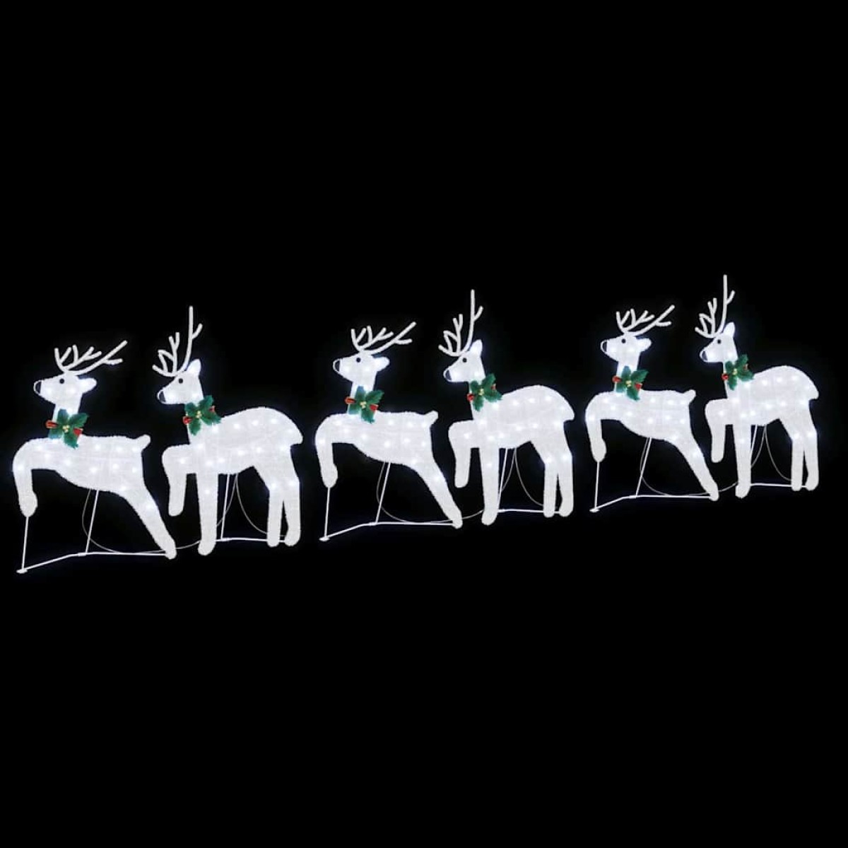 vidaXL LED Ελάφια 6 τμχ. Ασημί 45 x 19 x 65 εκ ύφασμα LED