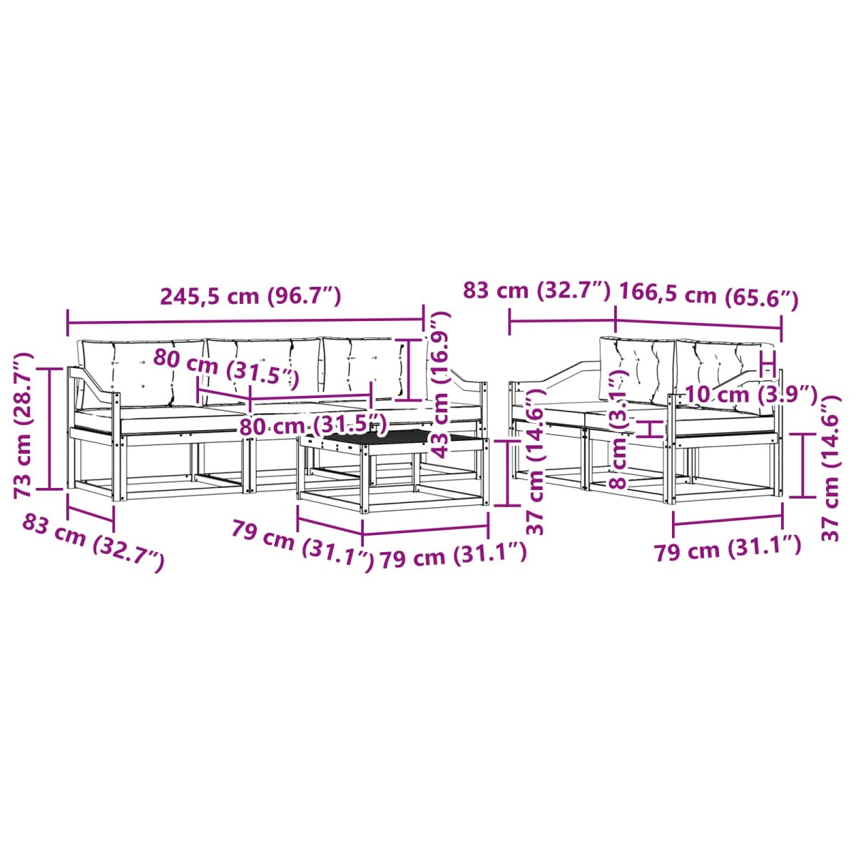 vidaXL Σειρά Καναπέ Εξωτερικού 6 τμχ. Λευκό και Ανοιχτό Γκρι