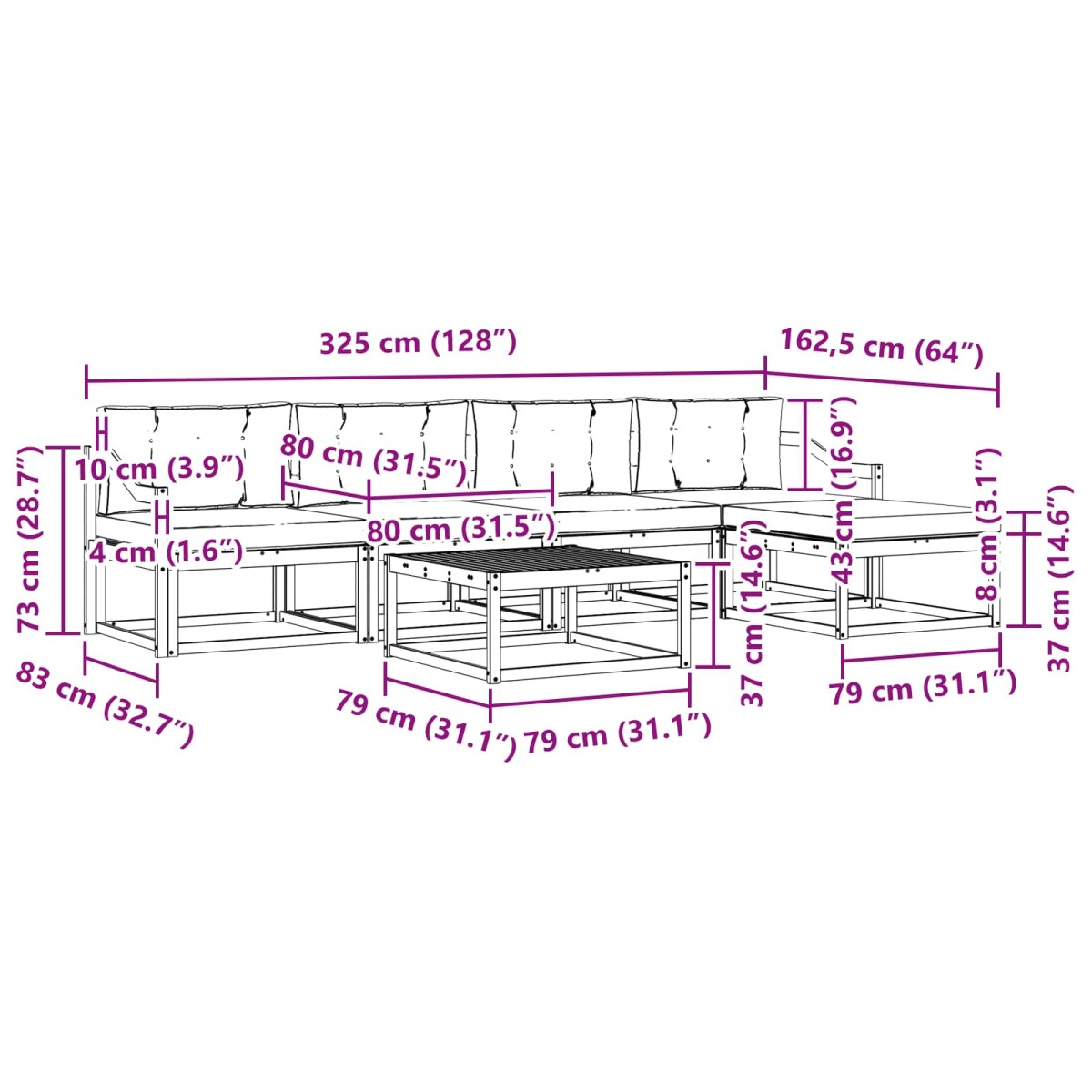 vidaXL Σειρά Καναπέ Εξωτερικού 6 τμχ. Λευκό και Κρεμ Πολυεστέρας