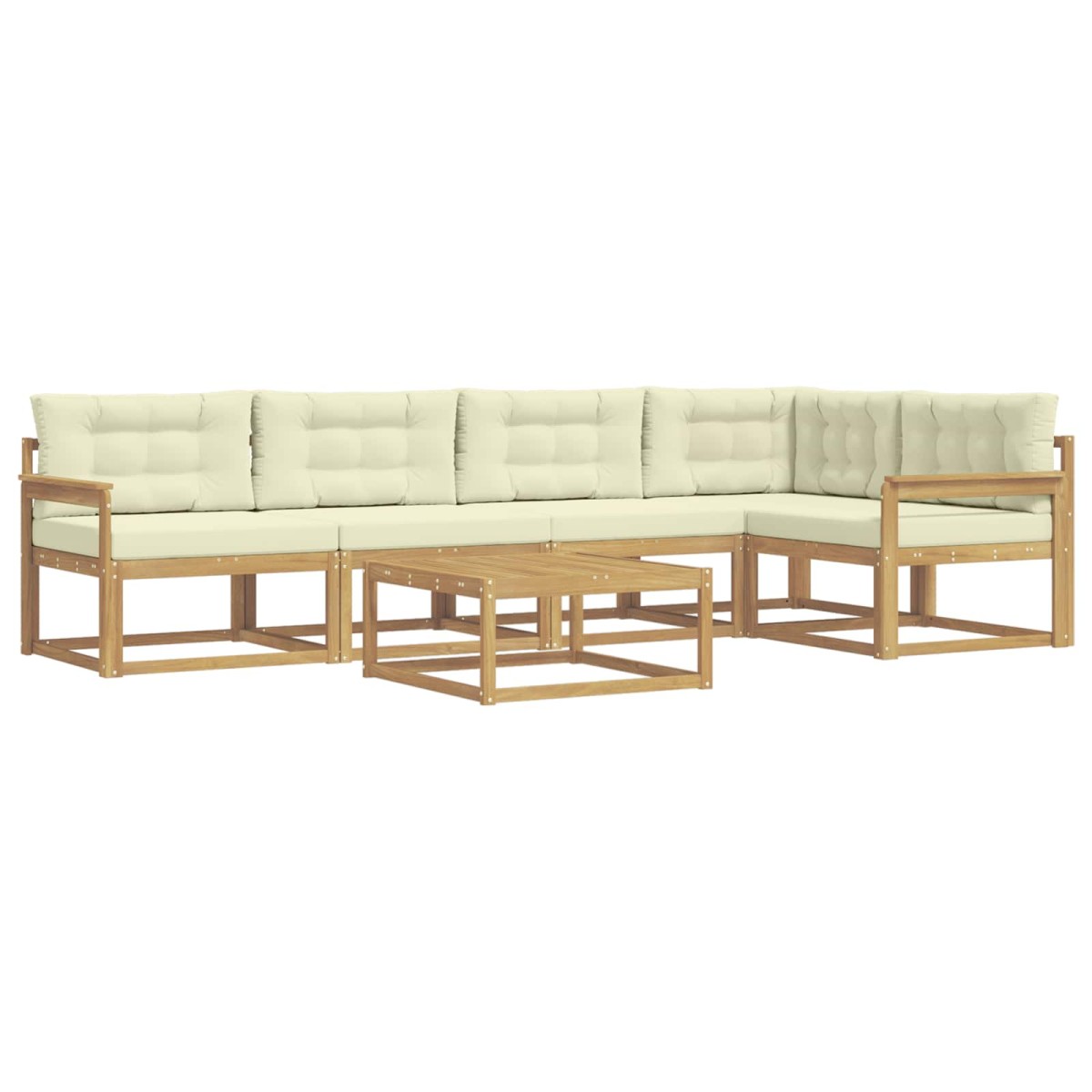 vidaXL Σειρά Καναπέ Εξωτερικού 6 τμχ. Λευκό και Κρεμ Πολυεστέρας