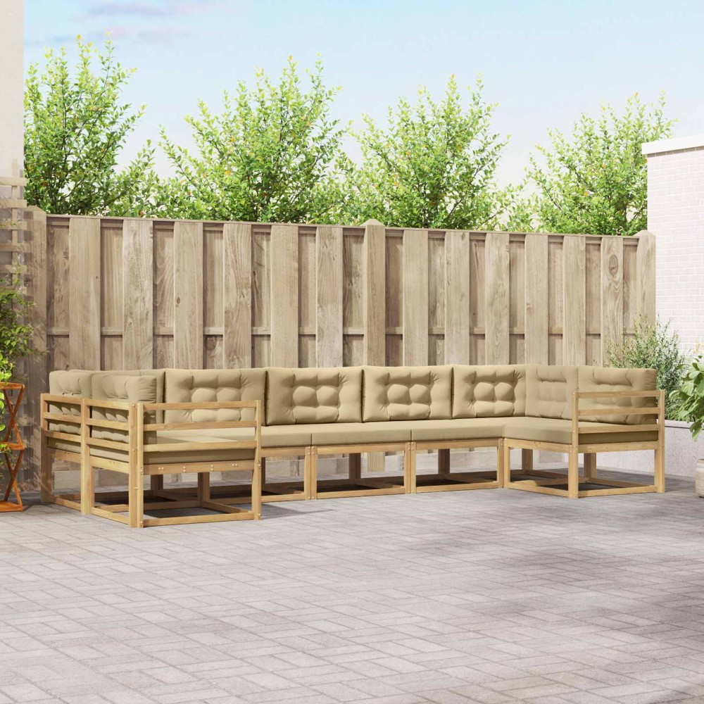 vidaXL Σειρά Καναπέ Εξωτερικού 7 τμχ. Λευκό και Μπεζ