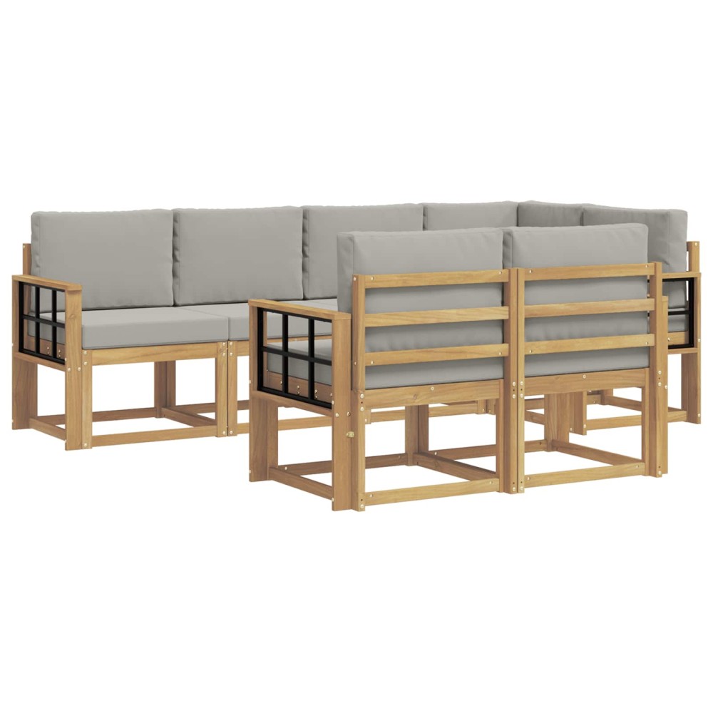 vidaXL Σειρά Καναπέ Εξωτερικού 7 τμχ. Λευκό και Ανοιχτό Γκρι