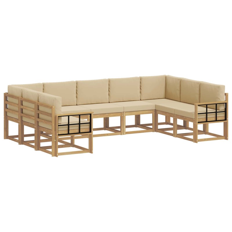 vidaXL Σειρά Καναπέ Εξωτερικού 9 τμχ. Λευκό και Μπεζ