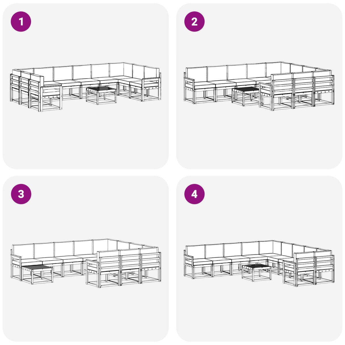 vidaXL Σειρά Καναπέ Εξωτερικού 11 τμχ. Λευκό και Κρεμ