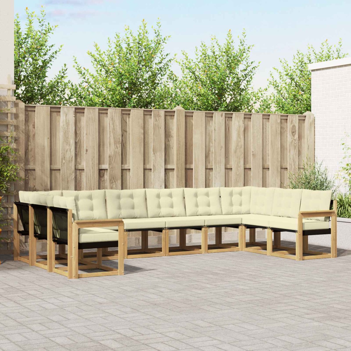 vidaXL Σειρά Καναπέ Εξωτερικού 10 τμχ. Λευκό και Κρεμ