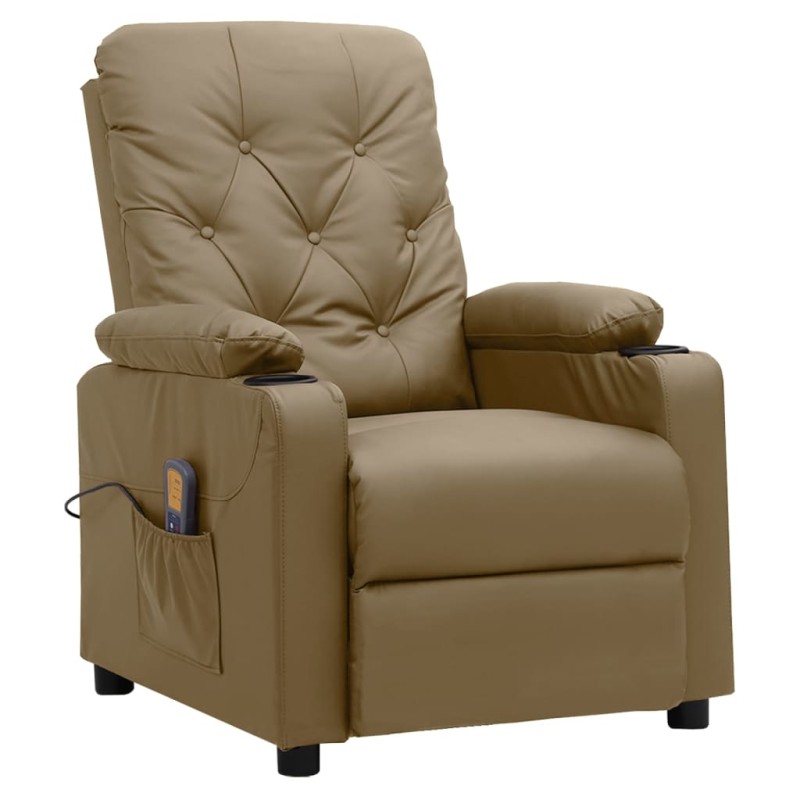 vidaXL Πολυθρόνα Μασάζ Ανακλ Καπουτσίνο από Συνθετικό Δέρμα