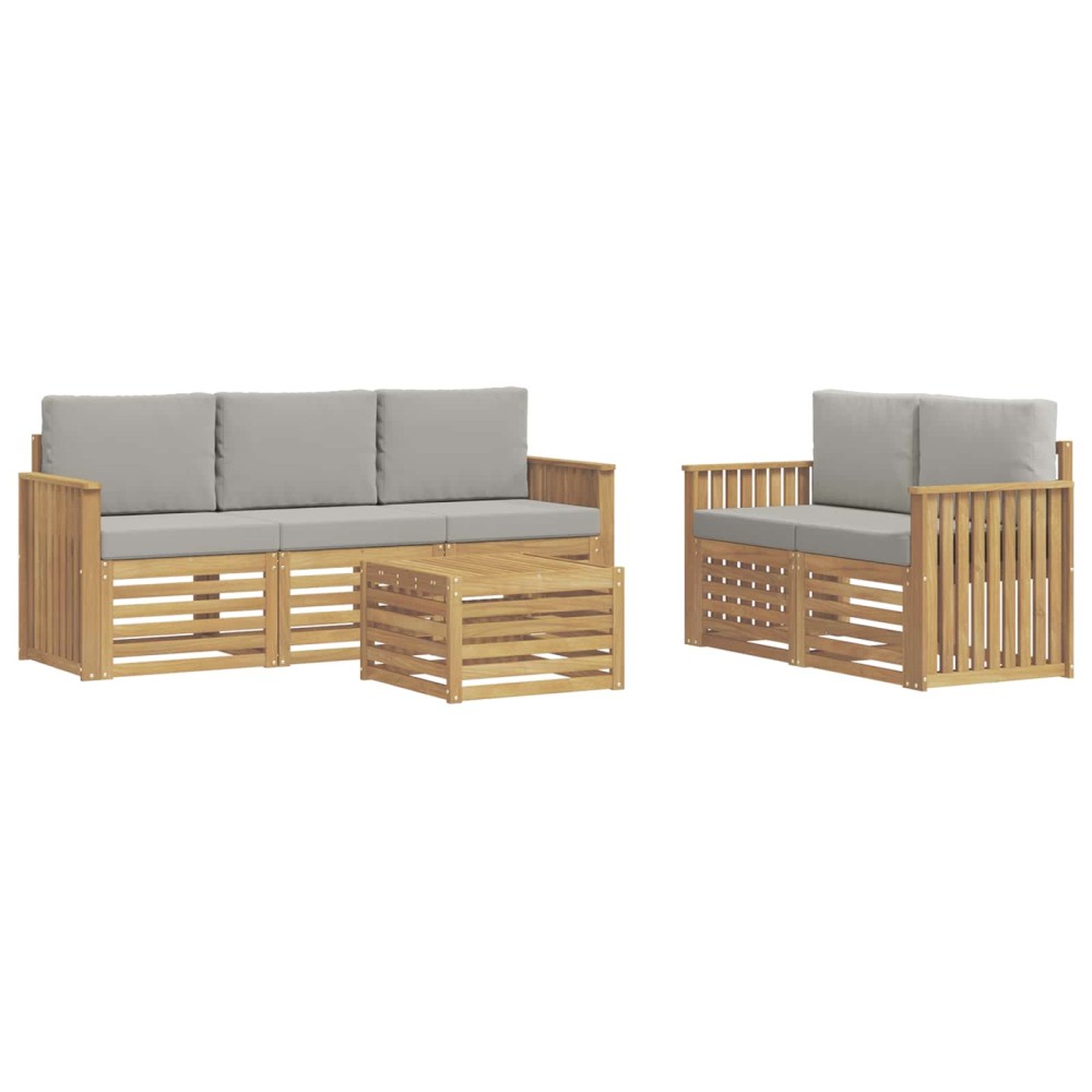 vidaXL Σειρά Καναπέ Εξωτερικού 6 τμχ. Λευκό και Ανοιχτό Γκρι