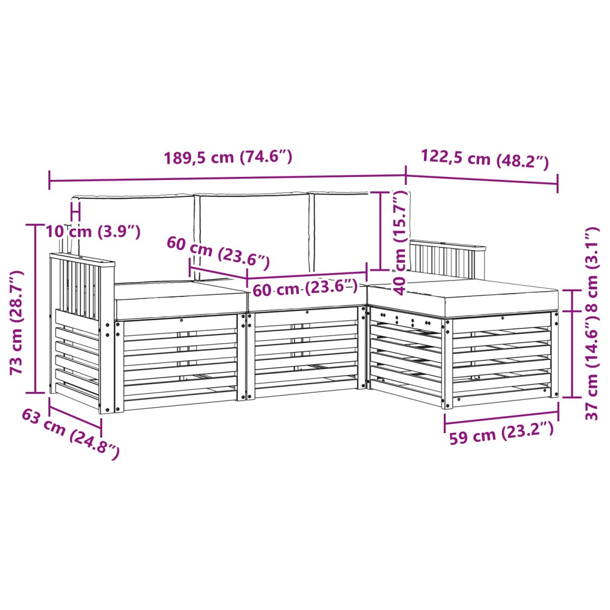 vidaXL Σειρά Καναπέ Εξωτερικού 4 τμχ. Άσπρο και Ανθρακί Πολυεστέρας