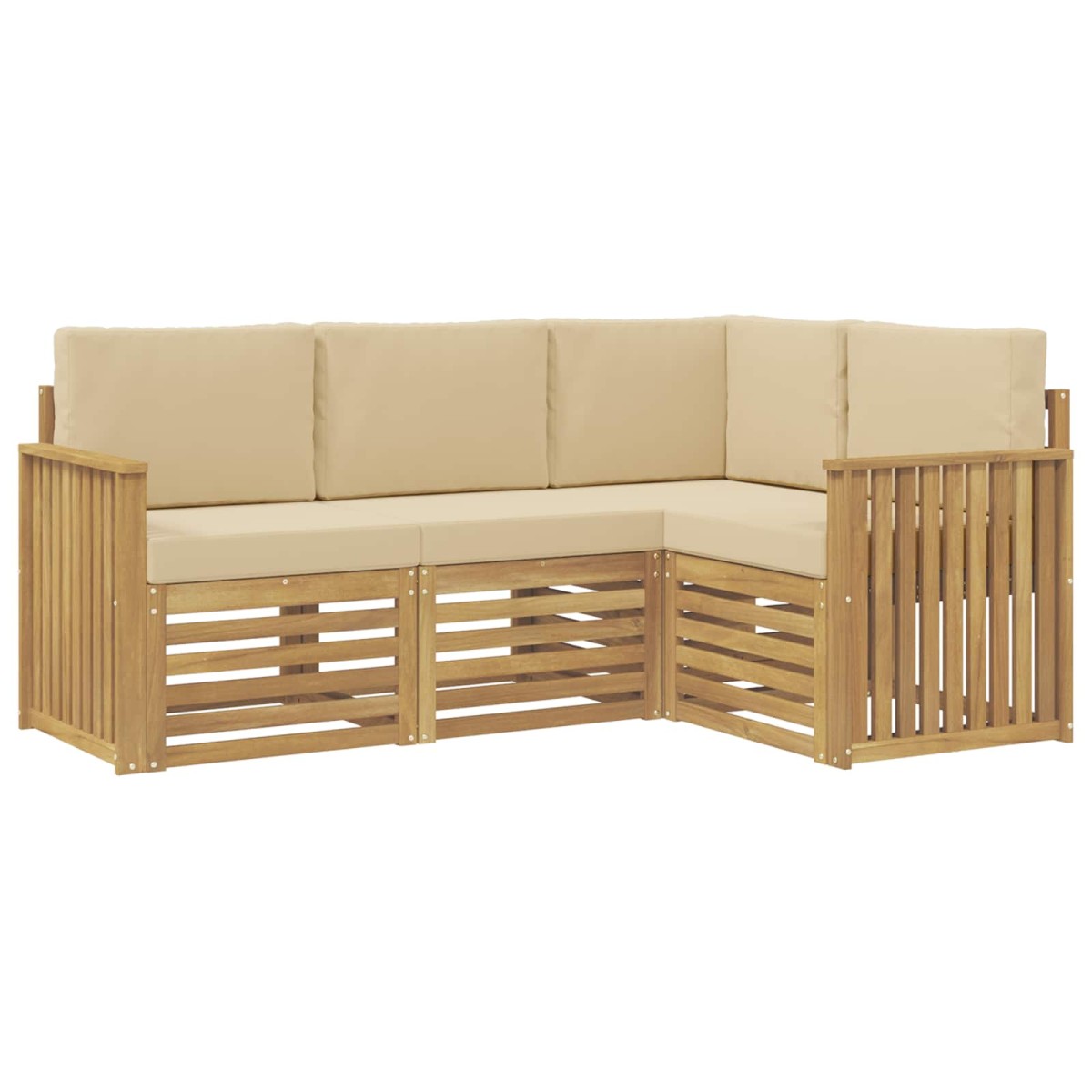vidaXL Σειρά Καναπέ Εξωτερικού 4 τμχ. Λευκό και Μπεζ Πολυεστέρας