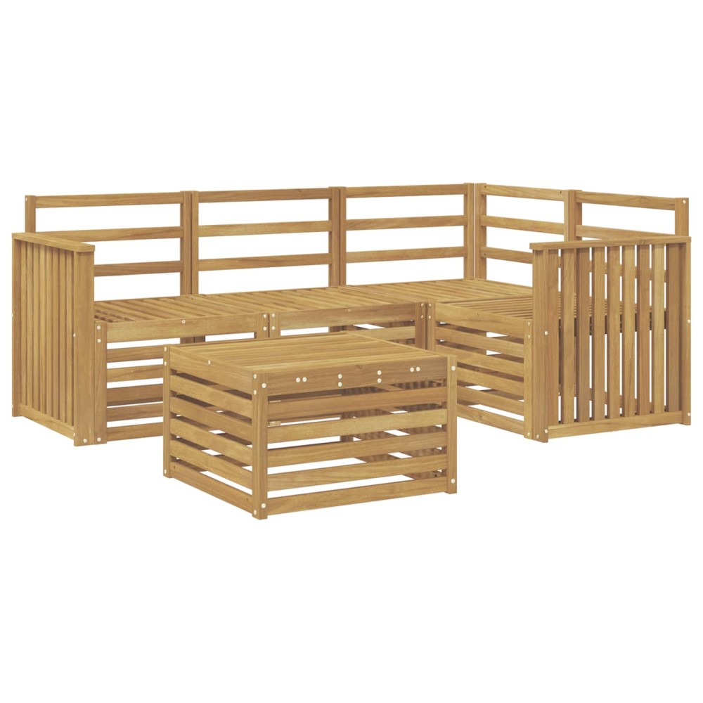 vidaXL Σειρά Καναπέ Εξωτερικού 5 τμχ. Λευκό Στερεό Ξύλο Ακακίας