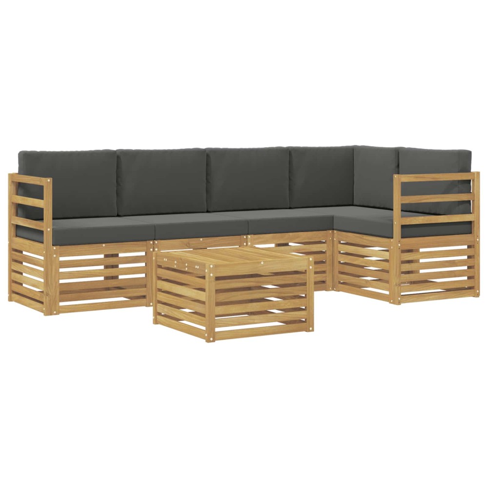 vidaXL Σειρά Καναπέ Εξωτερικού 6 τμχ. Άσπρο και Ανθρακί Πολυεστέρας