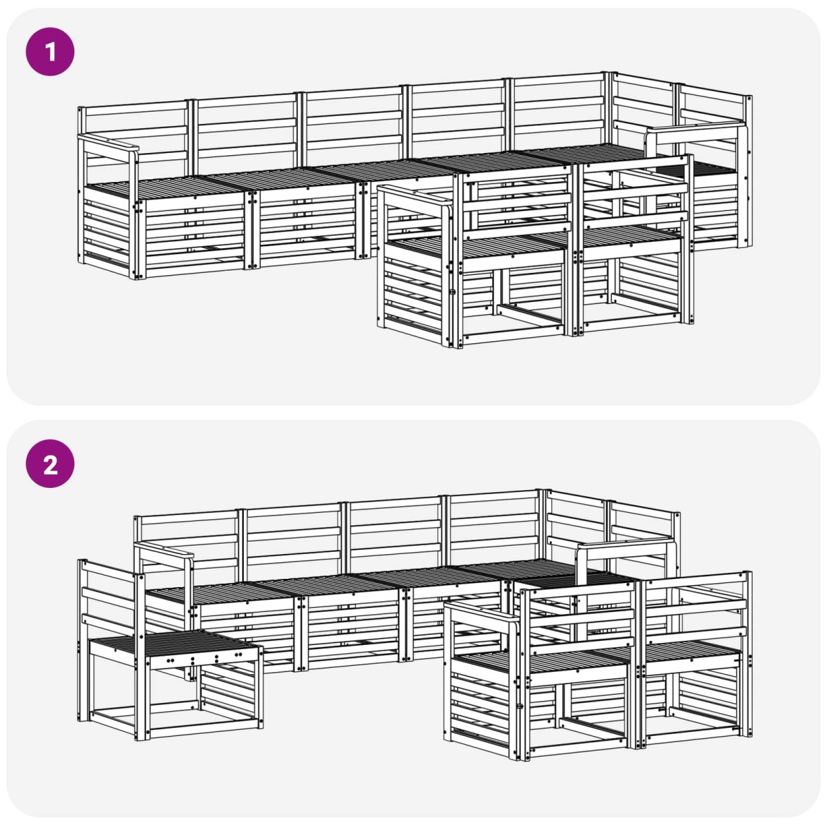 vidaXL Σειρά Καναπέ Εξωτερικού 8 τμχ. Λευκό Στερεό Ξύλο Ακακίας