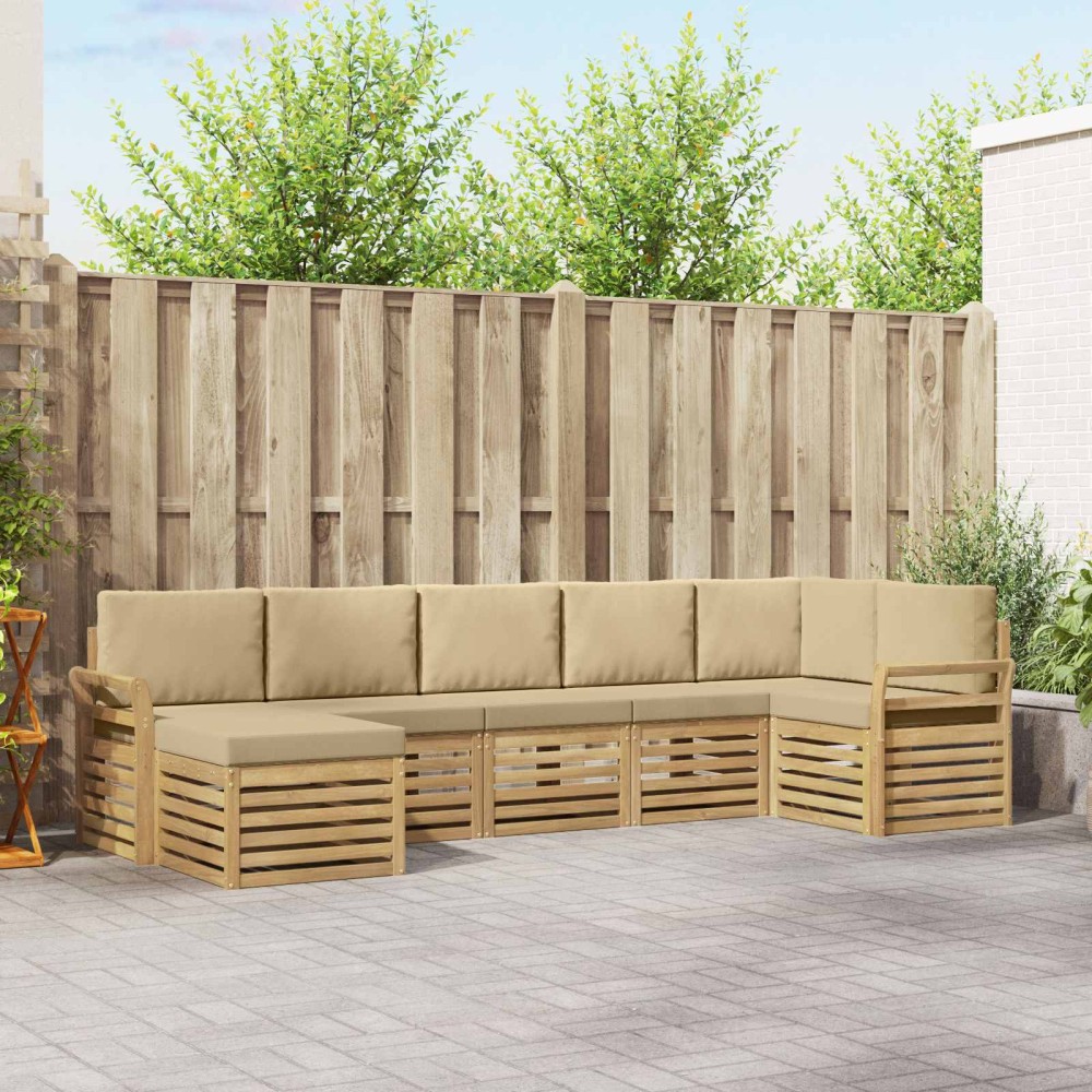 vidaXL Σειρά Καναπέ Εξωτερικού 7 τμχ. Λευκό και Μπεζ