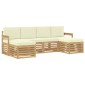 vidaXL Σειρά Καναπέ Εξωτερικού 6 τμχ. Λευκό και Κρεμ Πολυεστέρας