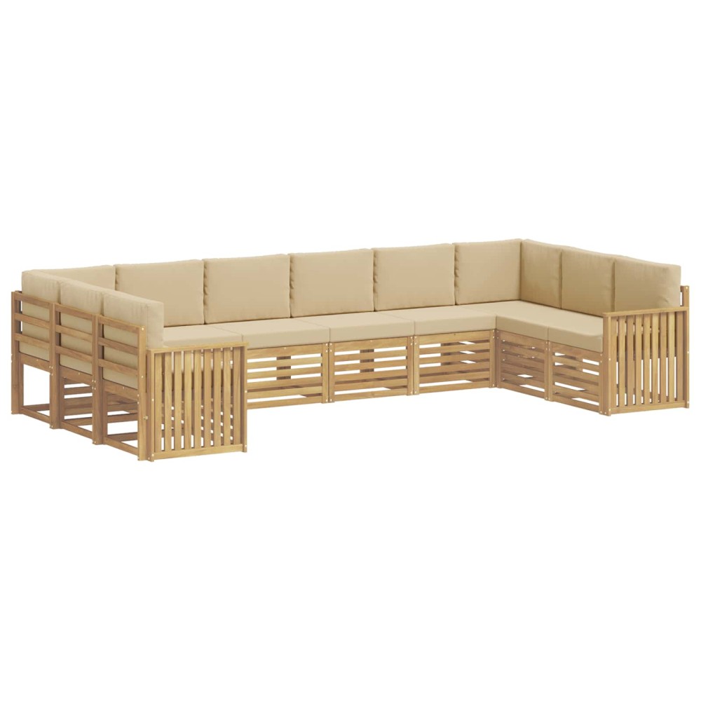 vidaXL Σειρά Καναπέ Εξωτερικού 10 pcs Λευκό και Μπεζ