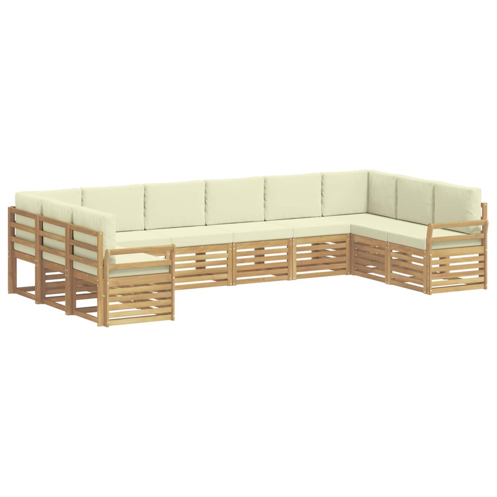 vidaXL Σειρά Καναπέ Εξωτερικού 10 pcs Λευκό και Κρεμ