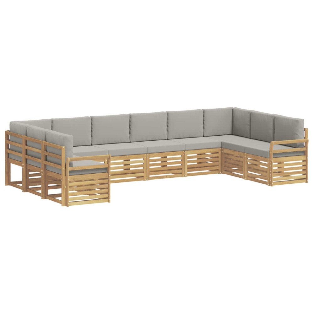 vidaXL Σειρά Καναπέ Εξωτερικού 10 pcs Λευκό και Ανοιχτό Γκρι