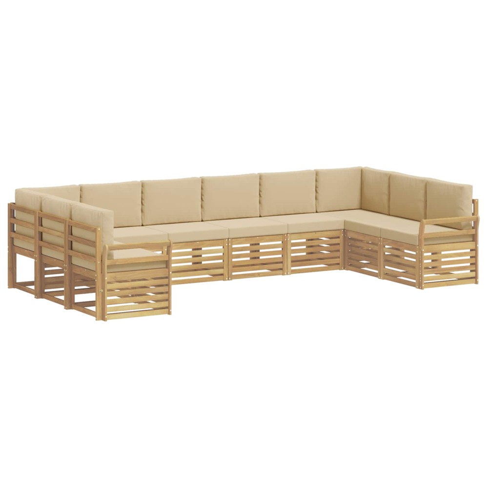 vidaXL Σειρά Καναπέ Εξωτερικού 10 pcs Λευκό και Μπεζ