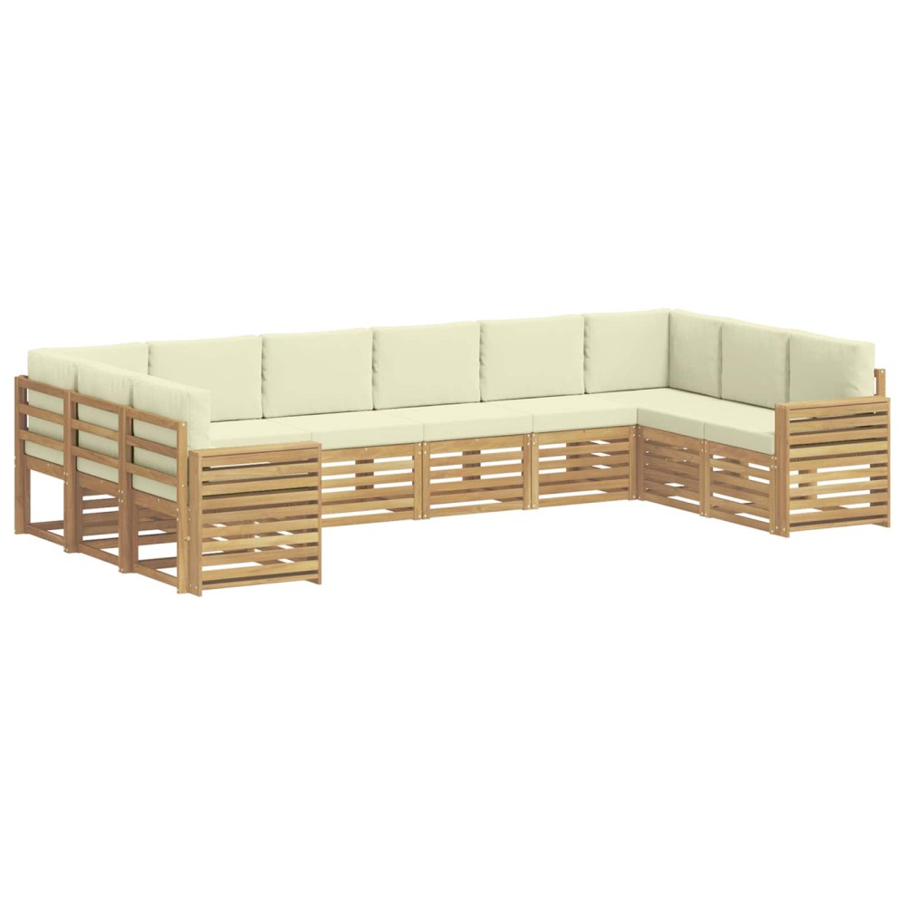 vidaXL Σειρά Καναπέ Εξωτερικού 10 pcs Λευκό και Κρεμ
