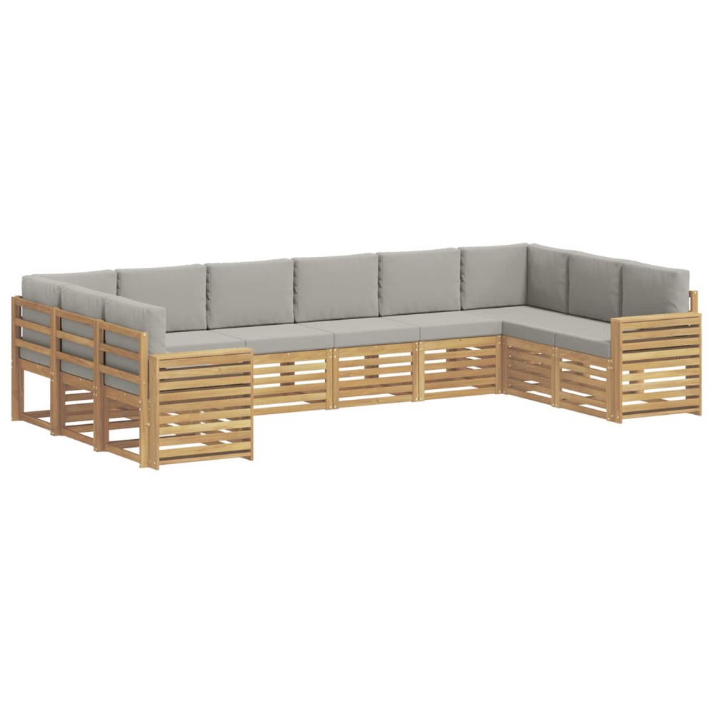 vidaXL Σειρά Καναπέ Εξωτερικού 10 pcs Λευκό και Ανοιχτό Γκρι