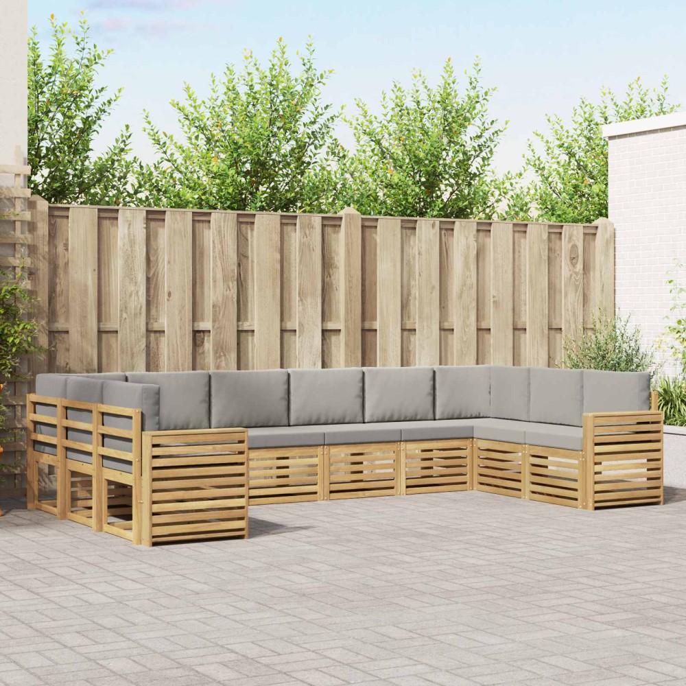 vidaXL Σειρά Καναπέ Εξωτερικού 10 pcs Λευκό και Ανοιχτό Γκρι