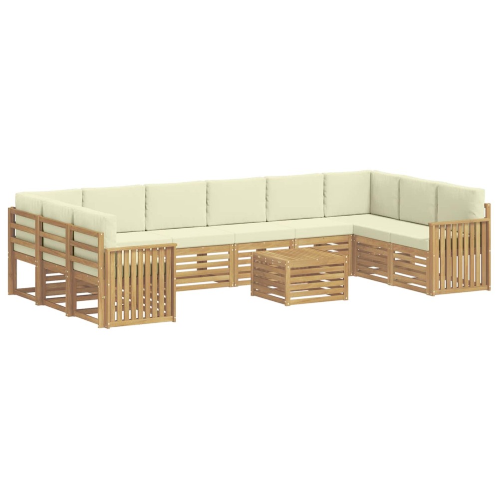 vidaXL Σειρά Καναπέ Εξωτερικού 11 pcs Λευκό και Κρεμ 59 x 59 x 37 εκ