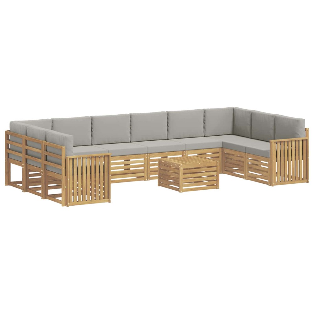 vidaXL Σειρά Καναπέ Εξωτερικού 11 pcs Λευκό και Ανοιχτό Γκρι