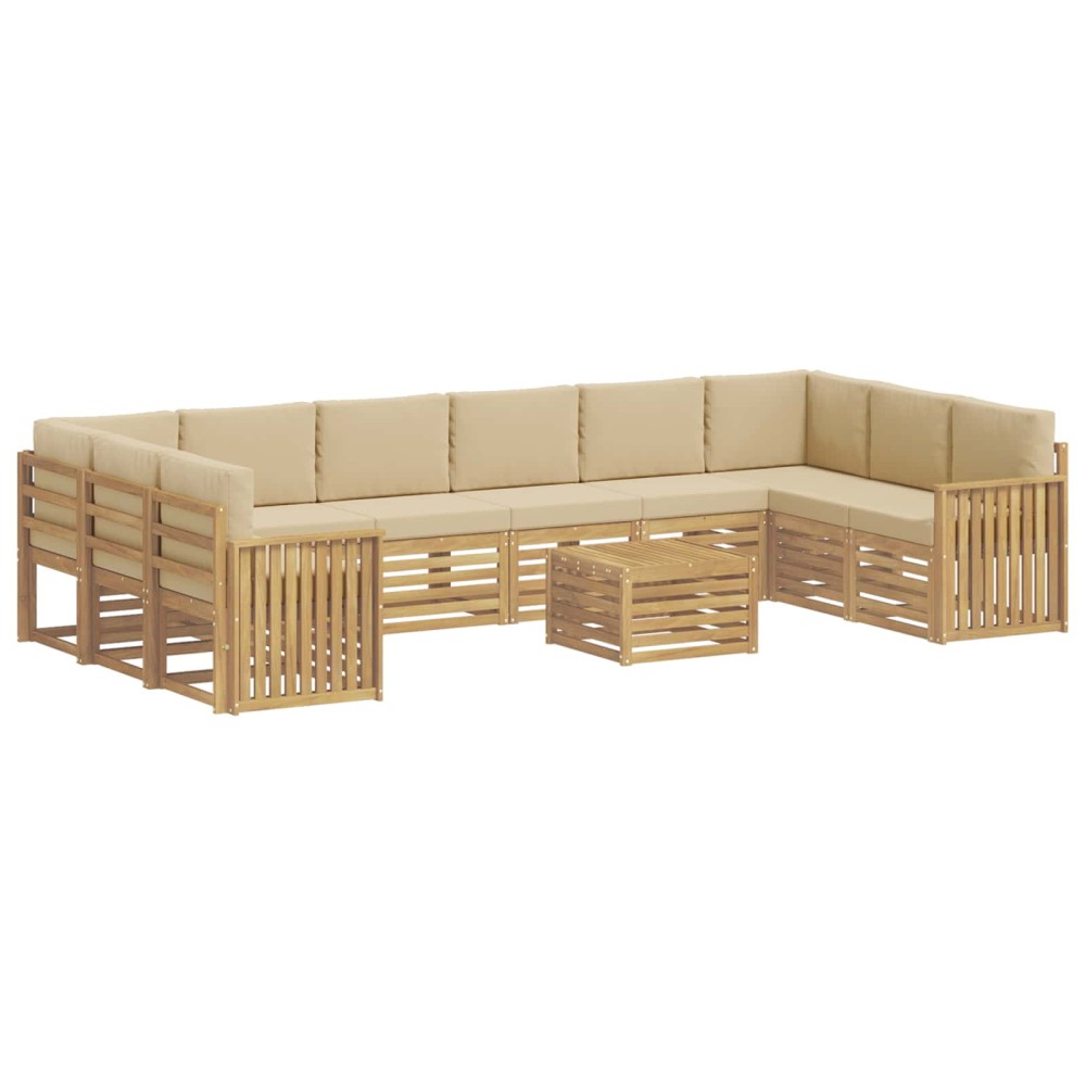 vidaXL Σειρά Καναπέ Εξωτερικού 11 pcs Λευκό και Μπεζ 59 x 59 x 37 εκ