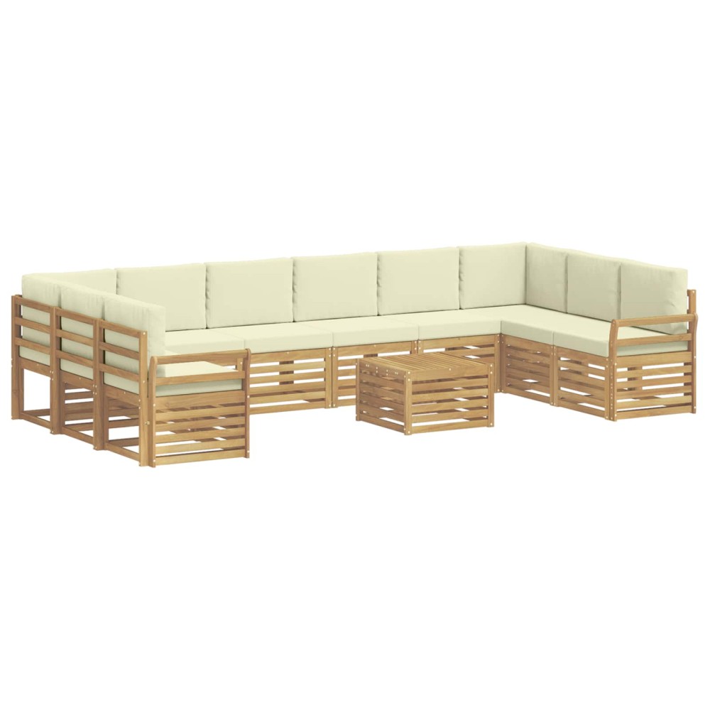 vidaXL Σειρά Καναπέ Εξωτερικού 11 pcs Λευκό και Κρεμ 59 x 59 x 37 εκ