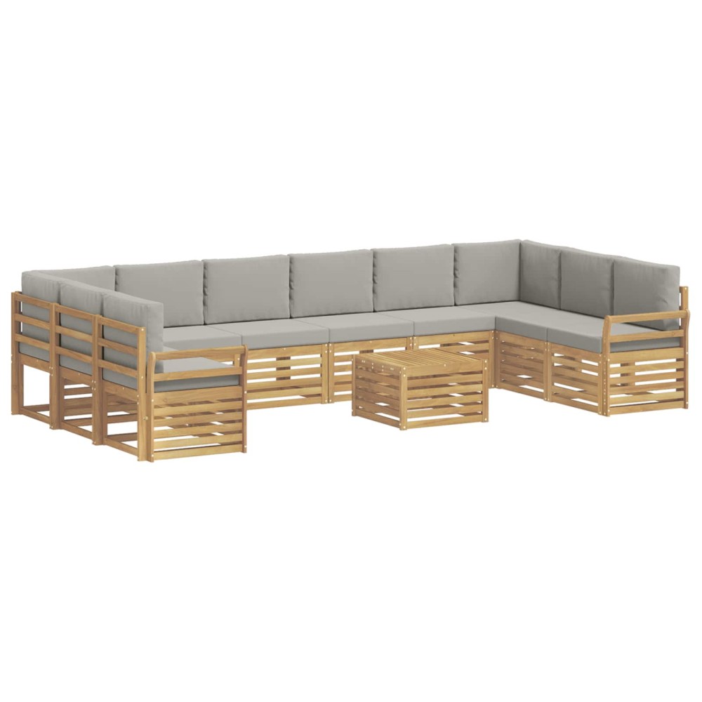 vidaXL Σειρά Καναπέ Εξωτερικού 11 pcs Λευκό και Ανοιχτό Γκρι