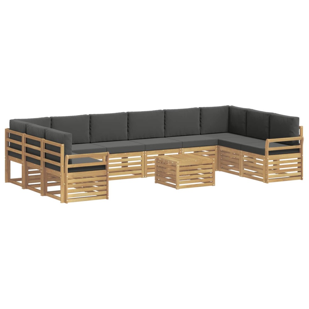 vidaXL Σειρά Καναπέ Εξωτερικού 11 pcs Άσπρο και Ανθρακί