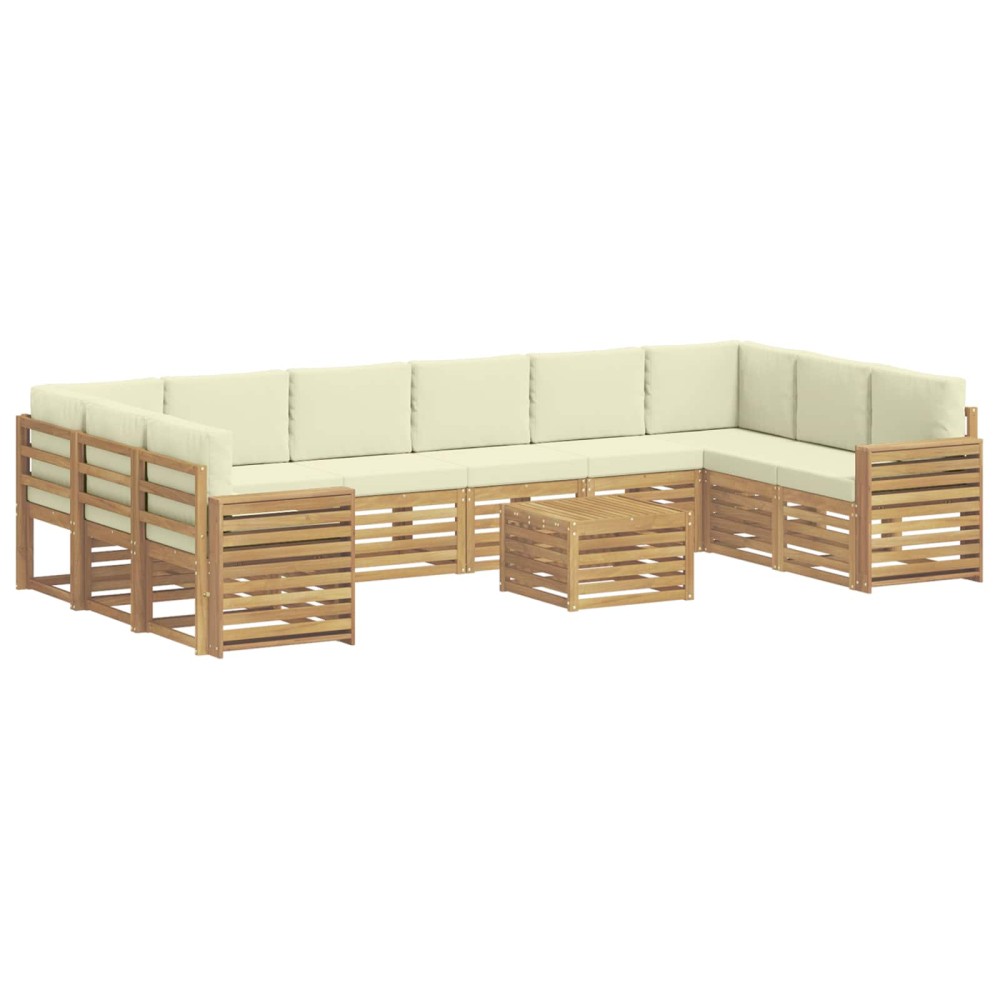 vidaXL Σειρά Καναπέ Εξωτερικού 11 pcs Λευκό και Κρεμ 59 x 59 x 37 εκ