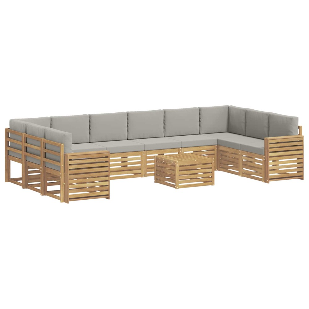 vidaXL Σειρά Καναπέ Εξωτερικού 11 pcs Λευκό και Ανοιχτό Γκρι