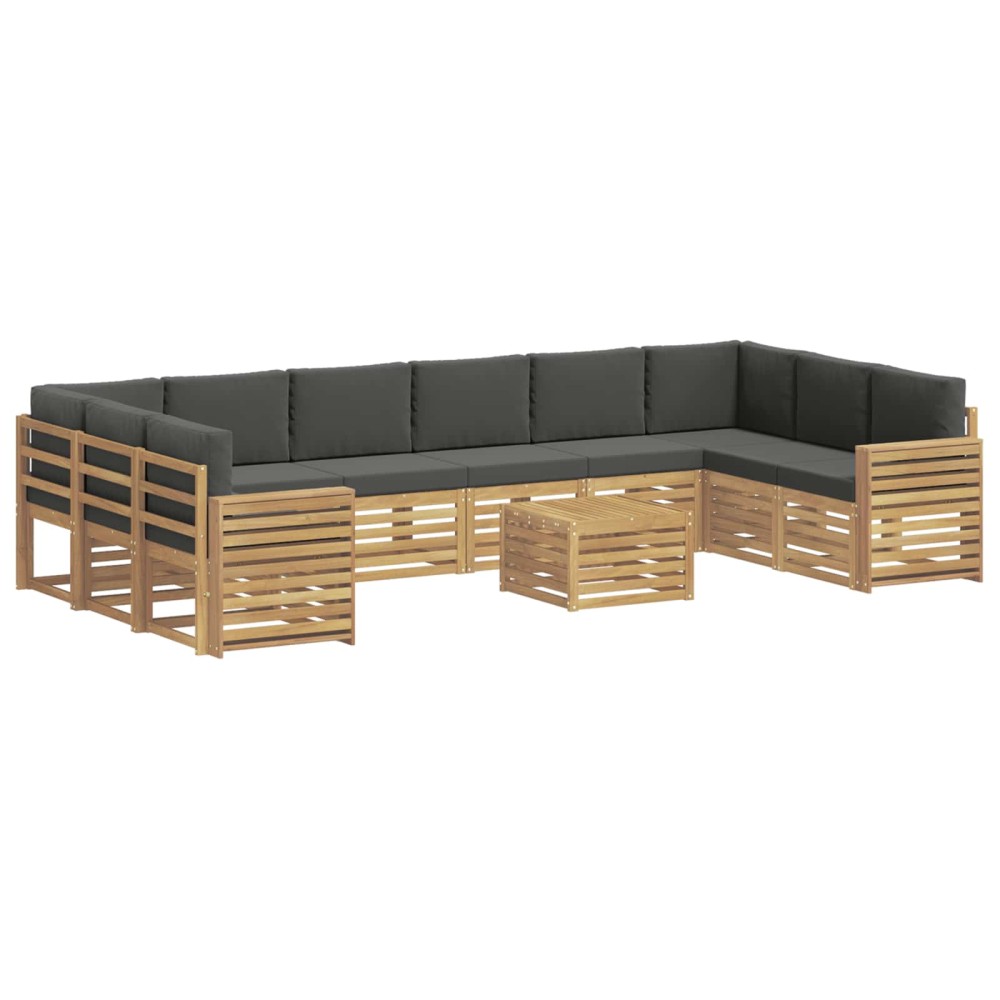 vidaXL Σειρά Καναπέ Εξωτερικού 11 pcs Άσπρο και Ανθρακί