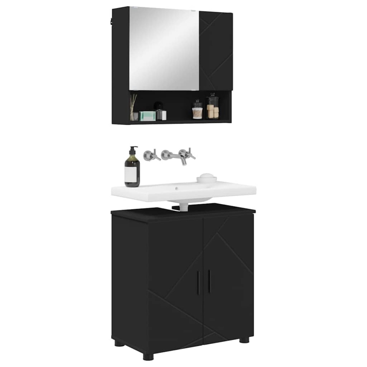 vidaXL Σετ Επίπλων Μπάνιου 2 τεμ. Μαύρο 61 x 35 x 64 εκ.