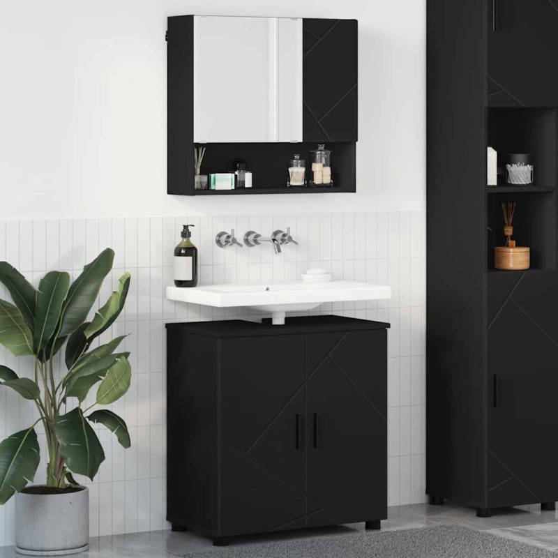 vidaXL Σετ Επίπλων Μπάνιου 2 τεμ. Μαύρο 61 x 35 x 64 εκ.