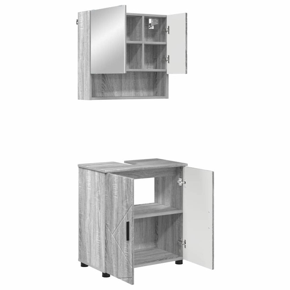 vidaXL Σετ Επίπλων Μπάνιου 2 τεμ. Γκρίζο Σονομα 61 x 35 x 64 εκ.