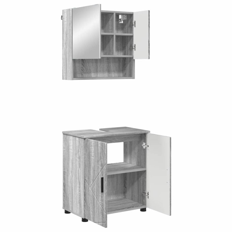 vidaXL Σετ Επίπλων Μπάνιου 2 τεμ. Γκρίζο Σονομα 61 x 35 x 64 εκ.