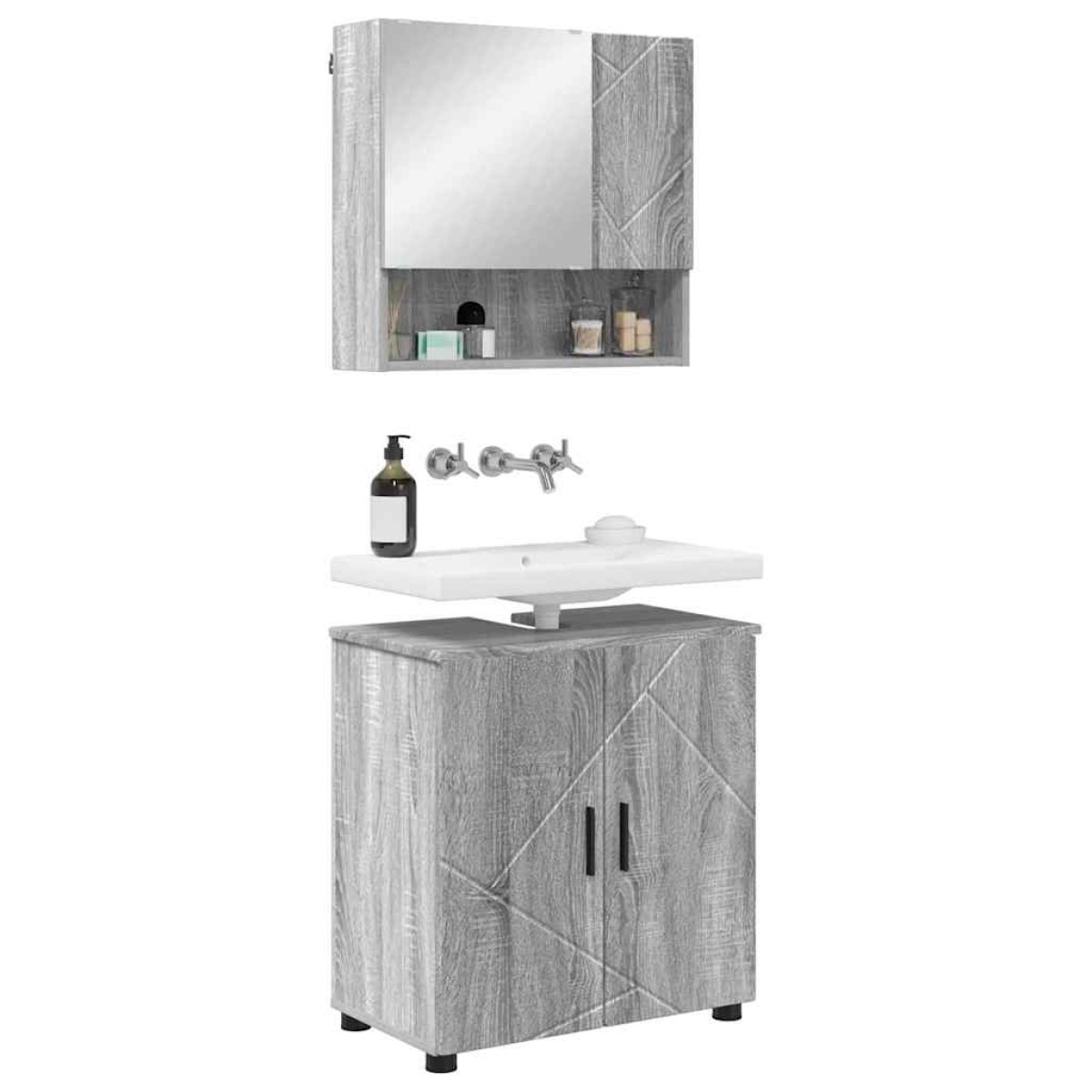 vidaXL Σετ Επίπλων Μπάνιου 2 τεμ. Γκρίζο Σονομα 61 x 35 x 64 εκ.