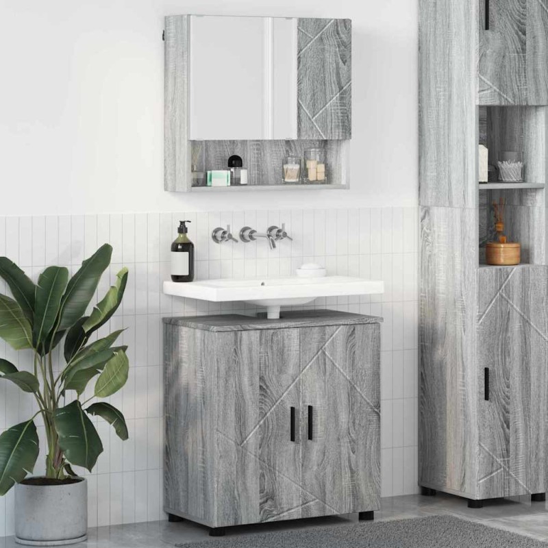 vidaXL Σετ Επίπλων Μπάνιου 2 τεμ. Γκρίζο Σονομα 61 x 35 x 64 εκ.