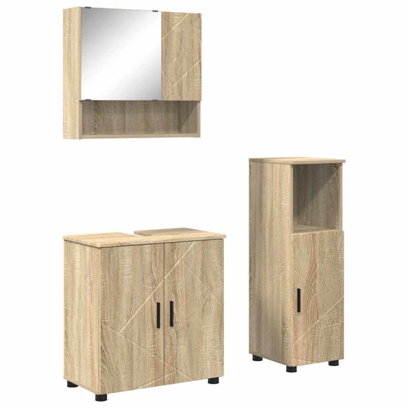 vidaXL Σετ Επίπλων Μπάνιου 3 τμχ. Δρύς Sonoma 61 x 35 x 64 εκ.