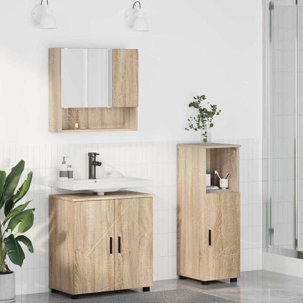 vidaXL Σετ Επίπλων Μπάνιου 3 τμχ. Δρύς Sonoma 61 x 35 x 64 εκ.