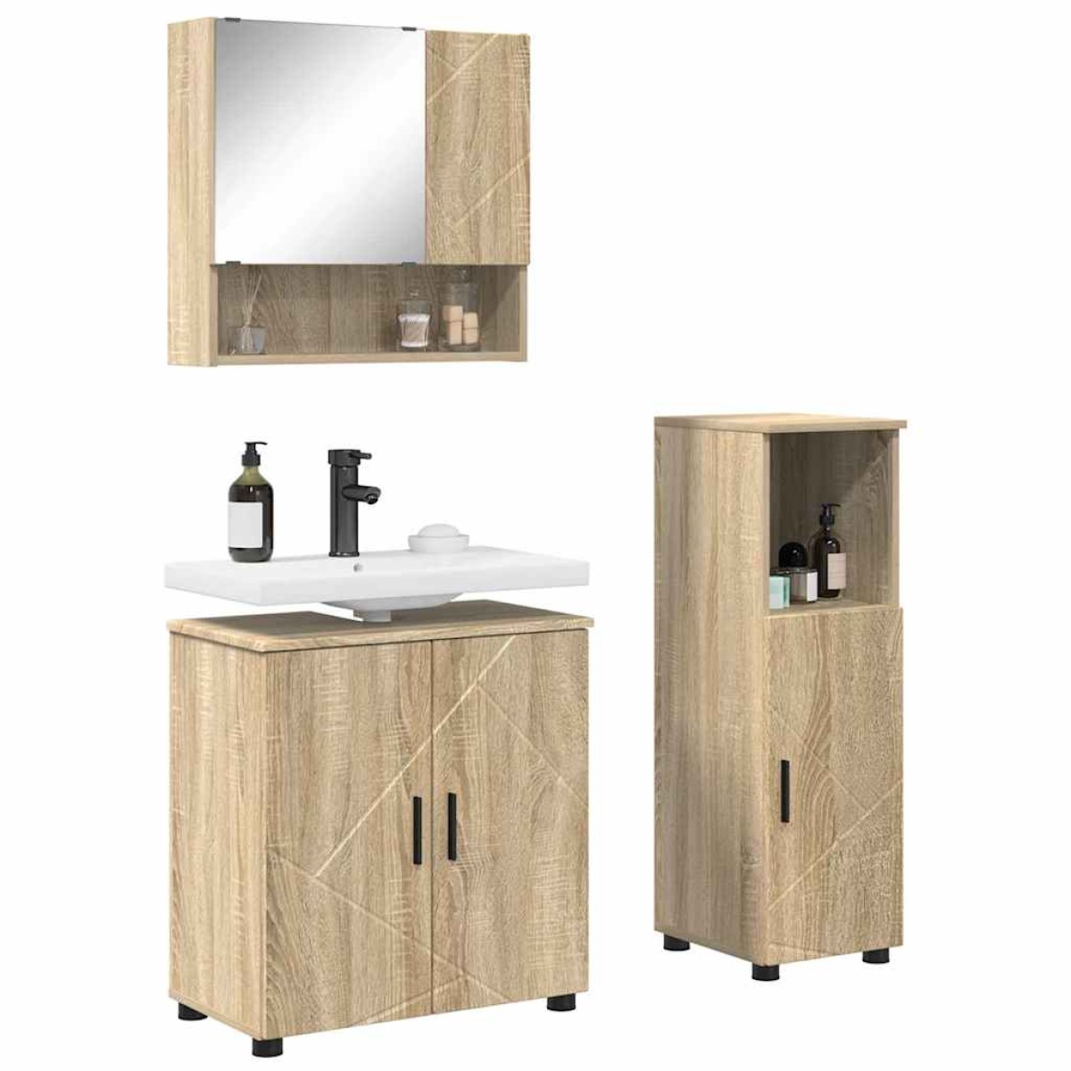 vidaXL Σετ Επίπλων Μπάνιου 3 τμχ. Δρύς Sonoma 61 x 35 x 64 εκ.