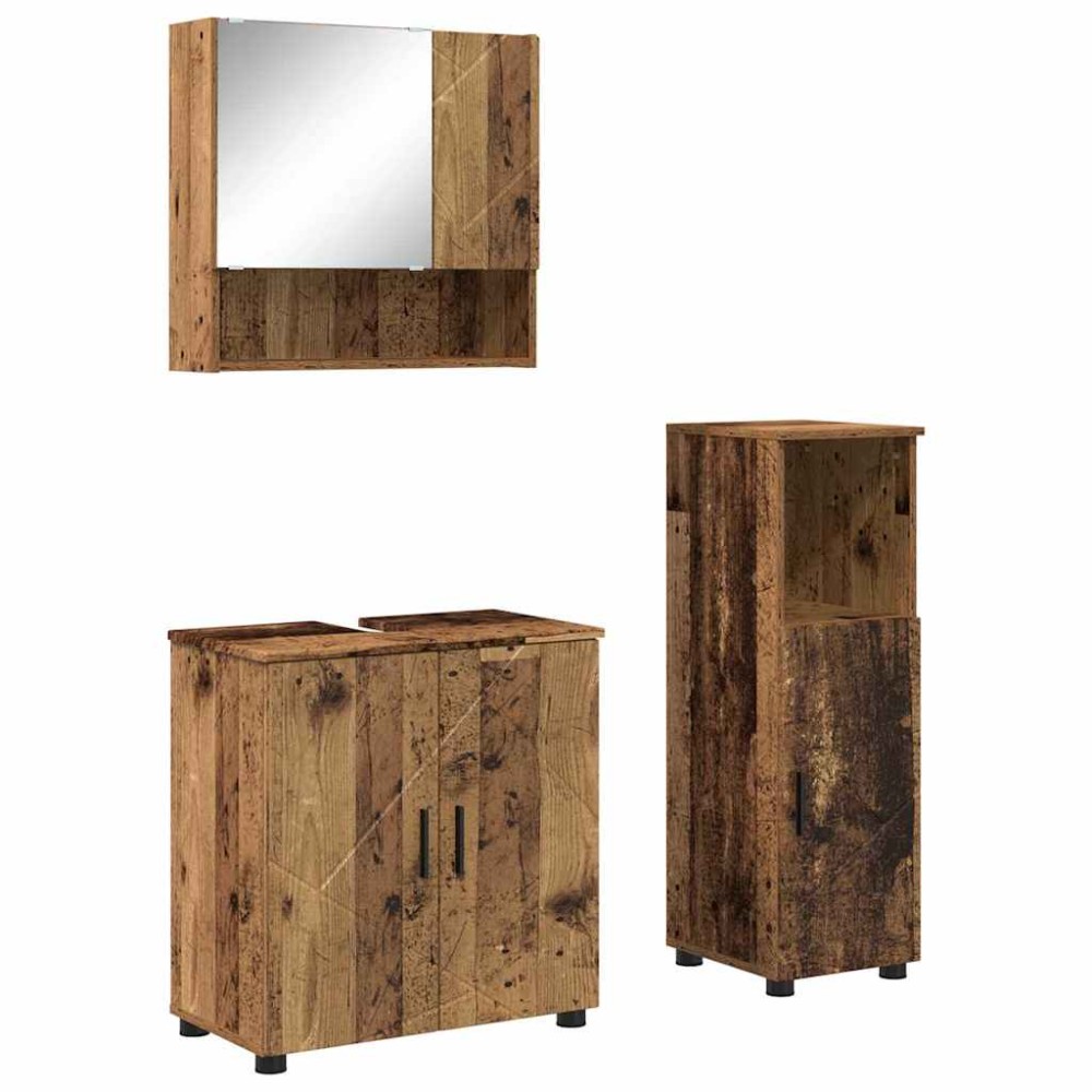 vidaXL Σετ Επίπλων Μπάνιου 3 τμχ. Παλιό Ξύλο 61 x 35 x 64 εκ.