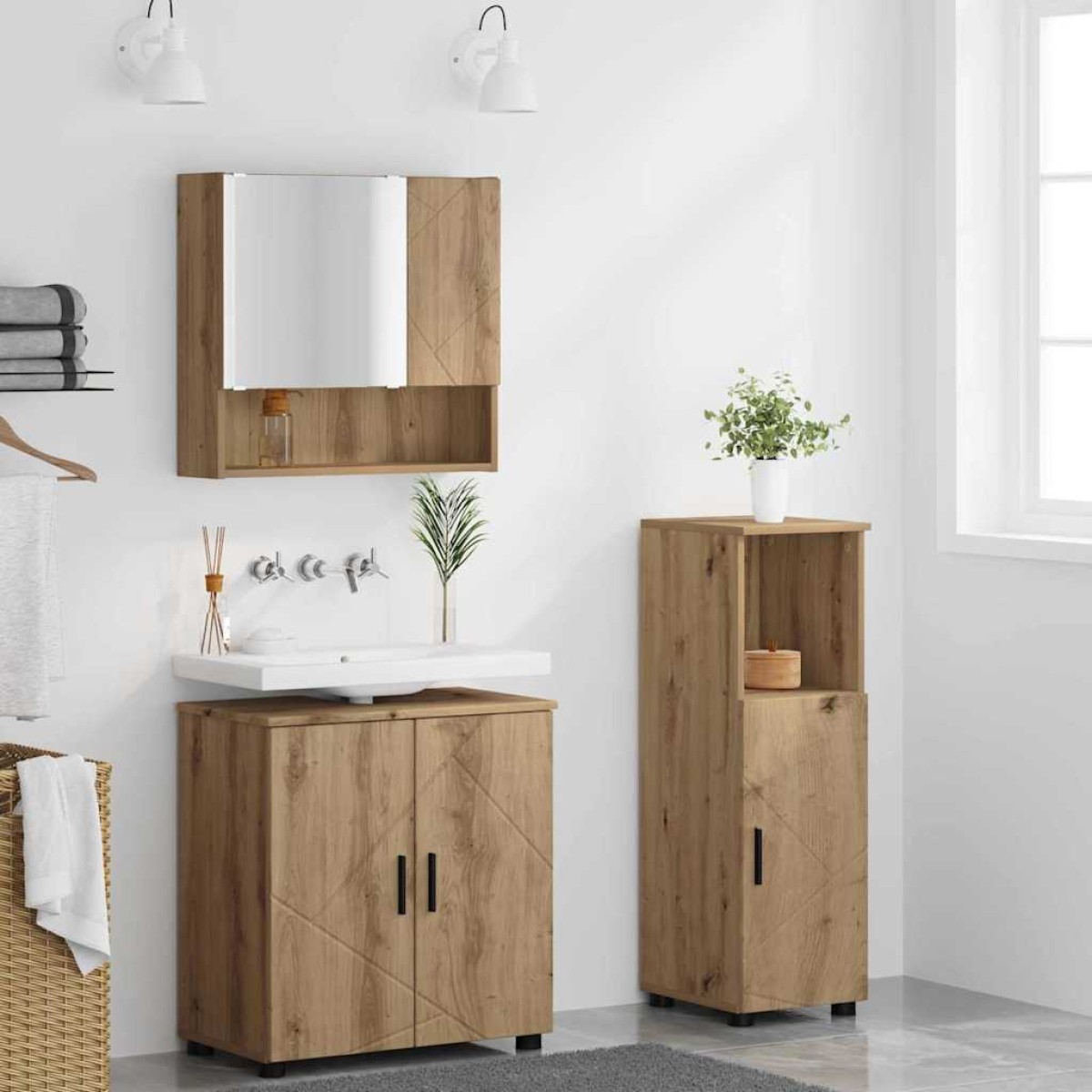 vidaXL Σετ Επίπλων Μπάνιου 3 τμχ. Artisan Oak 61 x 35 x 64 εκ.