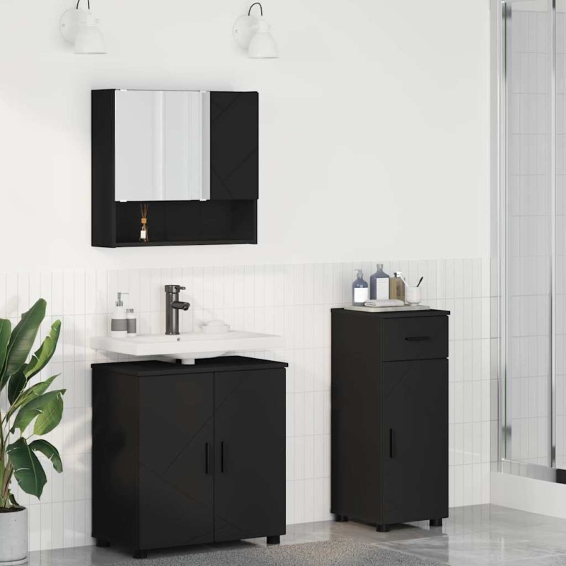 vidaXL Σετ Επίπλων Μπάνιου 3 τμχ. Μαύρο 61 x 35 x 64 εκ.