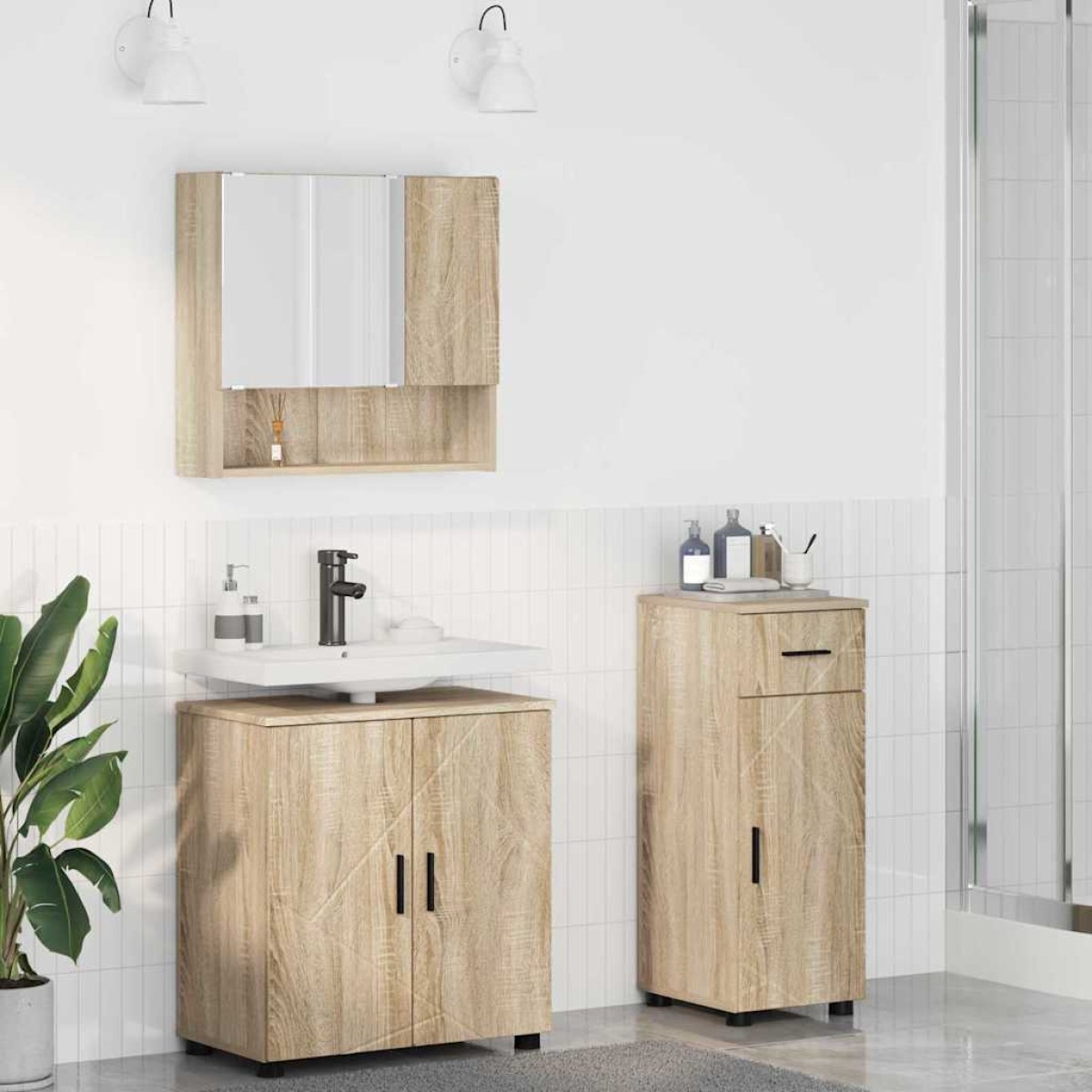 vidaXL Σετ Επίπλων Μπάνιου 3 τμχ. Δρύς Sonoma 61 x 35 x 64 εκ.