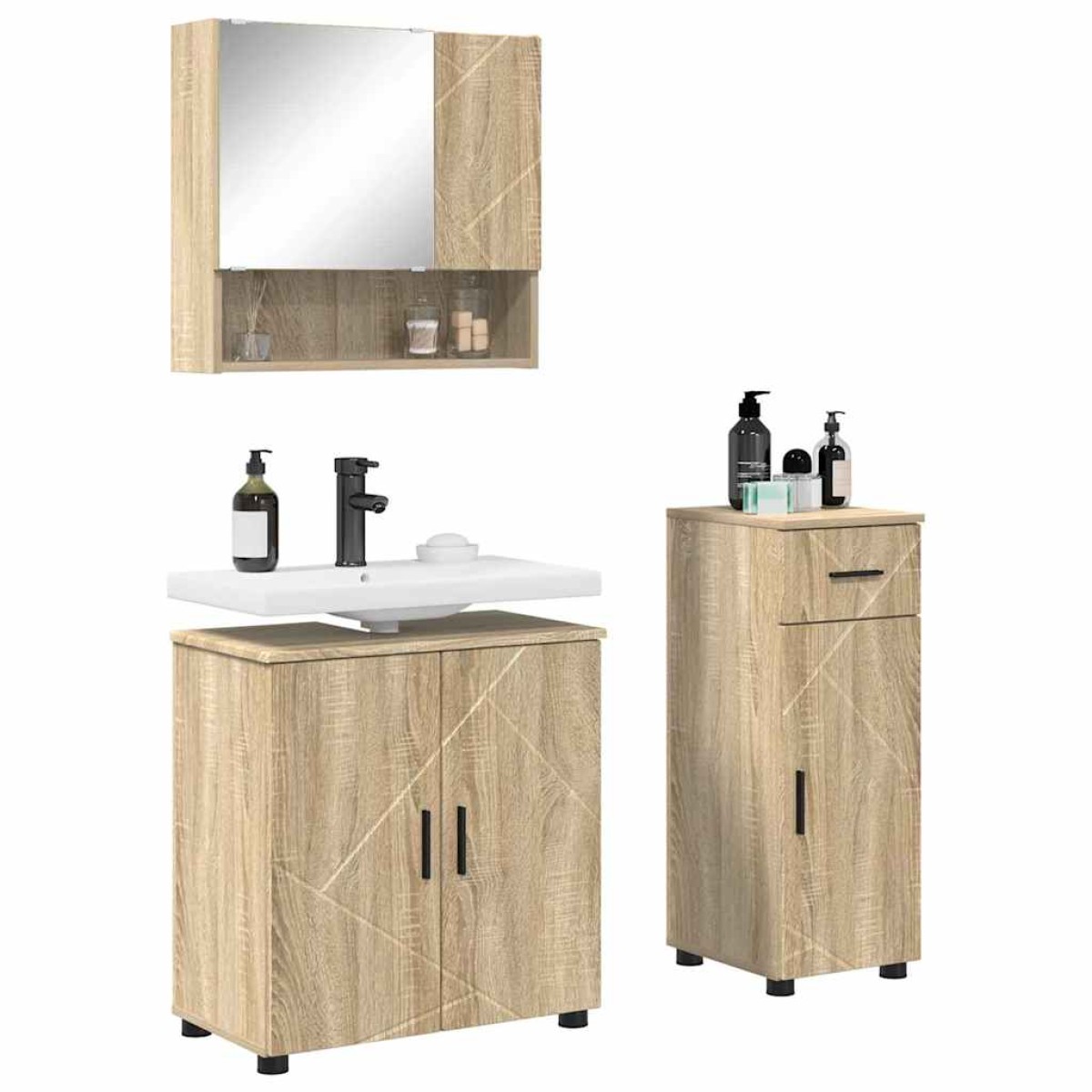 vidaXL Σετ Επίπλων Μπάνιου 3 τμχ. Δρύς Sonoma 61 x 35 x 64 εκ.