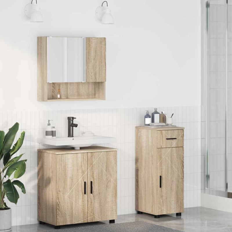 vidaXL Σετ Επίπλων Μπάνιου 3 τμχ. Δρύς Sonoma 61 x 35 x 64 εκ.