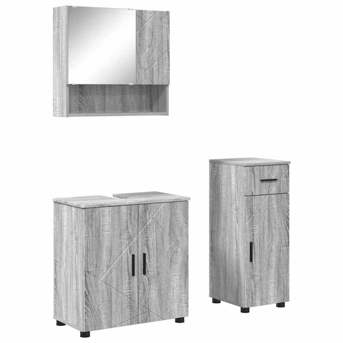 vidaXL Σετ Επίπλων Μπάνιου 3 τμχ. Γκρίζο Σονομα 61 x 35 x 64 εκ.